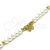 Pulsera Elegante 03.405.0017.07 Oro Laminado, Diseño de Mariposa y Bola, con Marfil Perla, Pulido, Tono Dorado (06 MM Thickness, 7 Inches Length)