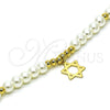 Pulsera Elegante 03.405.0020.07 Oro Laminado, Diseño de Estrella de Davi y Bola, con Marfil Perla, Pulido, Tono Dorado (06 MM Thickness, 7 Inches Length)