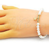 Pulsera Elegante 03.405.0021.07 Oro Laminado, Diseño de Estrella y Bola, con Marfil Perla, Pulido, Tono Dorado (06 MM Thickness, 7 Inches Length)