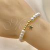 Pulsera Elegante 03.405.0021.07 Oro Laminado, Diseño de Estrella y Bola, con Marfil Perla, Pulido, Tono Dorado (06 MM Thickness, 7 Inches Length)