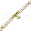 Pulsera Elegante 03.405.0021.07 Oro Laminado, Diseño de Estrella y Bola, con Marfil Perla, Pulido, Tono Dorado (06 MM Thickness, 7 Inches Length)