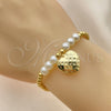 Pulsera Elegante 03.405.0022.07 Oro Laminado, Diseño de Bead Expandible y Corazón, con Marfil Perla, Pulido, Tono Dorado (04 MM Thickness, 7 Inches Length)