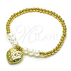 Pulsera Elegante 03.405.0022.07 Oro Laminado, Diseño de Bead Expandible y Corazón, con Marfil Perla, Pulido, Tono Dorado (04 MM Thickness, 7 Inches Length)