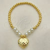 Pulsera Elegante 03.405.0022.07 Oro Laminado, Diseño de Bead Expandible y Corazón, con Marfil Perla, Pulido, Tono Dorado (04 MM Thickness, 7 Inches Length)
