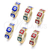 Argolla Huggie 02.213.0192.3.15 Oro Laminado, Diseño de Ojo Griego, con Blanca Zirconia Cubica, Esmaltado Multicolor, Tono Dorado