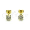 Arete Dormilona 02.213.0358.2 Oro Laminado, Diseño de Flor, con Blanca Zirconia Cubica, Pulido, Tono Dorado