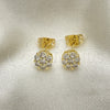 Arete Dormilona 02.213.0358.2 Oro Laminado, Diseño de Flor, con Blanca Zirconia Cubica, Pulido, Tono Dorado