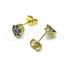Arete Dormilona 02.213.0358.5 Oro Laminado, con Amatista Zirconia Cubica, Pulido, Tono Dorado