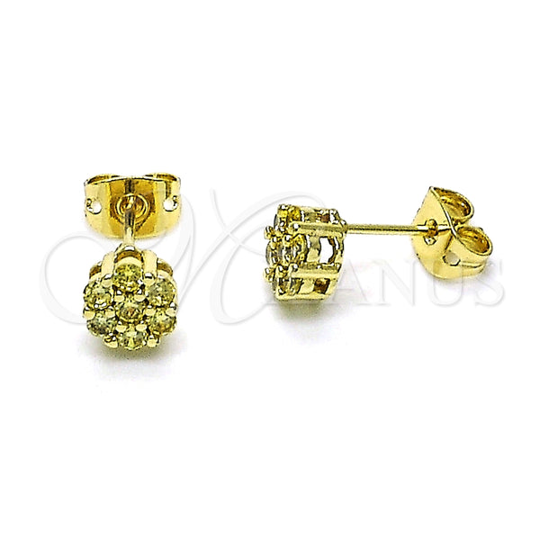 Arete Dormilona 02.213.0358.6 Oro Laminado, con Zirconia Cubica Amarillo Claro, Pulido, Tono Dorado