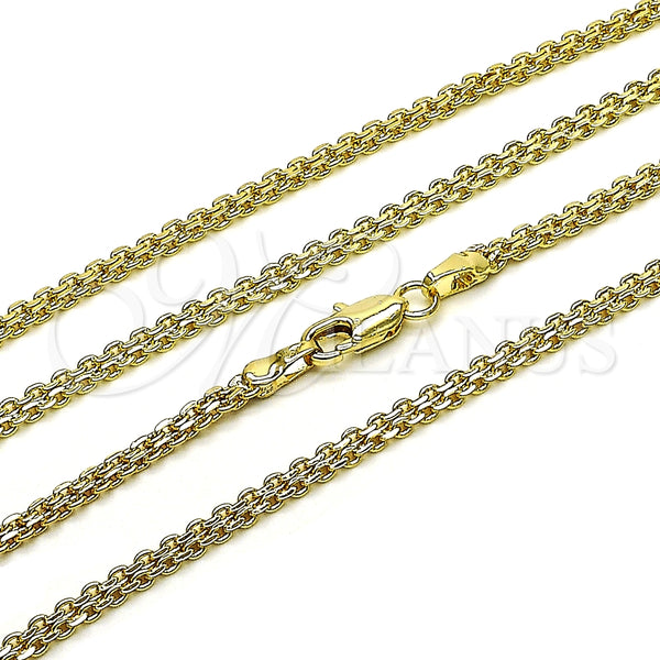 Gargantilla Basica 04.213.0262.20 Oro Laminado, Diseño de Bismarco, Pulido, Tono Dorado (Grosor 03 MM, 20 Pulgadas de Largo)