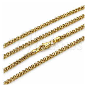 Gargantilla Basica 04.213.0262.24 Oro Laminado, Diseño de Bismarco, Pulido, Tono Dorado (03 MM Thickness, 24 Inches Length)