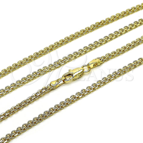 Gargantilla Basica 04.213.0262.24 Oro Laminado, Diseño de Bismarco, Pulido, Tono Dorado (03 MM Thickness, 24 Inches Length)