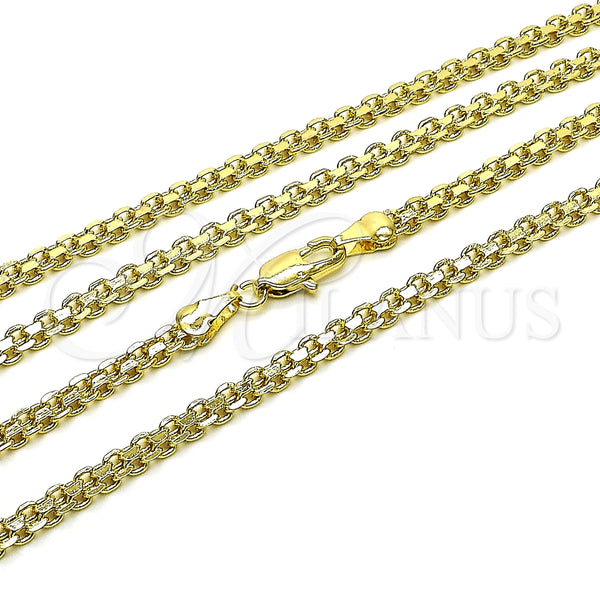 Gargantilla Basica 04.213.0263.24 Oro Laminado, Diseño de Bismarco, Pulido, Tono Dorado (04 MM Thickness, 24 Inches Length)