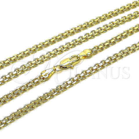 Gargantilla Basica 04.213.0263.24 Oro Laminado, Diseño de Bismarco, Pulido, Tono Dorado (Grosor 04 MM, 24 Pulgadas de Largo)