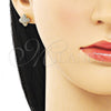 Arete Dormilona 02.342.0251 Oro Laminado, con Micro Pave Blanca, Pulido, Tono Dorado