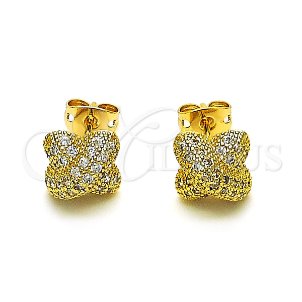 Arete Dormilona 02.342.0251 Oro Laminado, con Micro Pave Blanca, Pulido, Tono Dorado