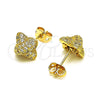 Arete Dormilona 02.342.0251 Oro Laminado, con Micro Pave Blanca, Pulido, Tono Dorado