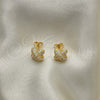 Arete Dormilona 02.342.0251 Oro Laminado, con Micro Pave Blanca, Pulido, Tono Dorado