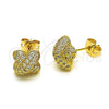 Arete Dormilona 02.342.0251 Oro Laminado, con Micro Pave Blanca, Pulido, Tono Dorado