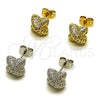 Arete Dormilona 02.342.0251 Oro Laminado, con Micro Pave Blanca, Pulido, Tono Dorado