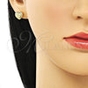Arete Dormilona 02.342.0261 Oro Laminado, Diseño de Corazón, Pulido, Tono Dorado
