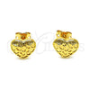 Arete Dormilona 02.342.0261 Oro Laminado, Diseño de Corazón, Pulido, Tono Dorado