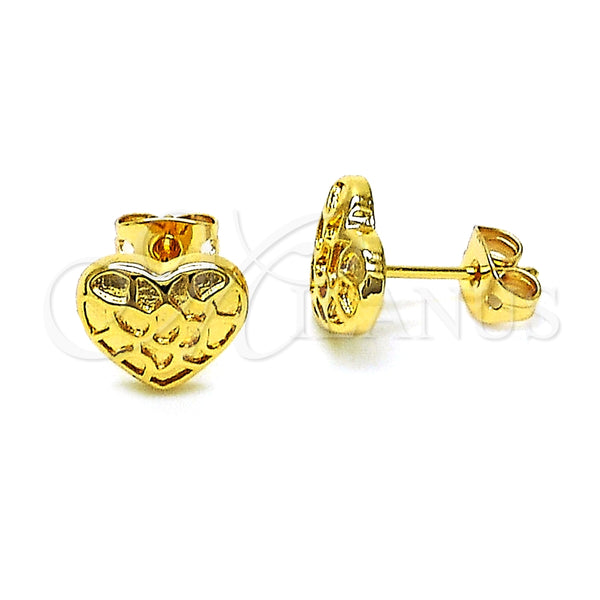 Arete Dormilona 02.342.0261 Oro Laminado, Diseño de Corazón, Pulido, Tono Dorado