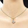 Juego de Arete y Dije de Adulto 10.342.0114 Oro Laminado, Diseño de Mariposa, con Blanca Zirconia Cubica, Pulido, Tono Dorado