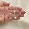 Juego de Arete y Dije de Adulto 10.342.0116 Oro Laminado, Diseño de Águila, con Blanca Zirconia Cubica and Blanca Micro Pave, Diamantado, Tono Dorado