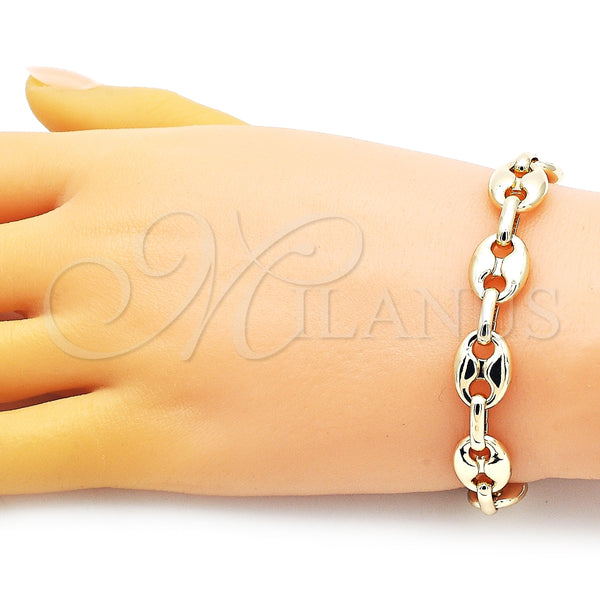 Pulsera Elegante 04.372.0002.08 Oro Laminado, Diseño de Puff Mariner, Pulido, Tono Dorado (Thickness, 8 Inches Length)