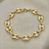 Pulsera Elegante 04.372.0002.08 Oro Laminado, Diseño de Puff Mariner, Pulido, Tono Dorado (Thickness, 8 Inches Length)
