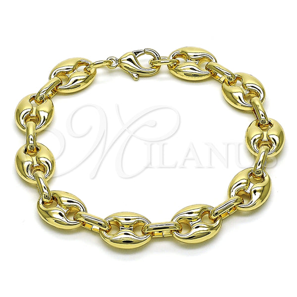 Pulsera Elegante 04.372.0002.08 Oro Laminado, Diseño de Puff Mariner, Pulido, Tono Dorado (Thickness, 8 Inches Length)