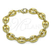 Pulsera Elegante 04.372.0002.08 Oro Laminado, Diseño de Puff Mariner, Pulido, Tono Dorado (Thickness, 8 Inches Length)