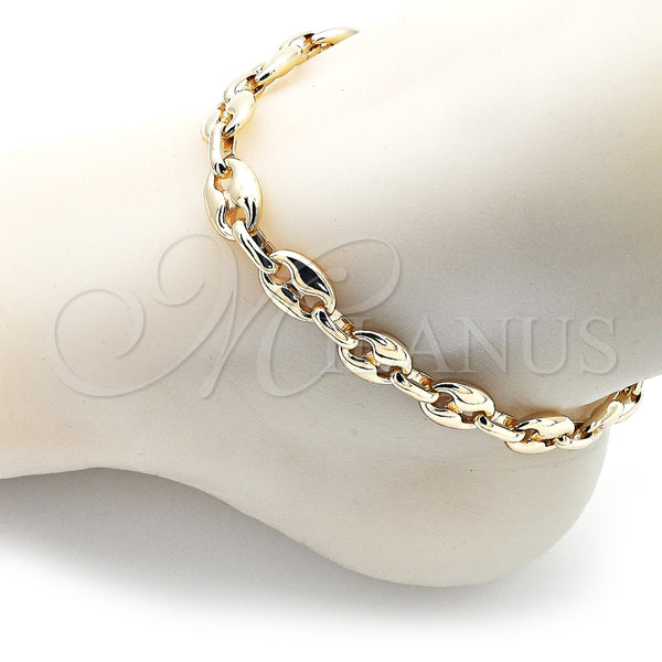 Tobillera Elegante 04.372.0002.10 Oro Laminado, Diseño de Puff Mariner, Pulido, Tono Dorado (Thickness, 10 Inches Length)