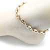 Tobillera Elegante 04.372.0002.10 Oro Laminado, Diseño de Puff Mariner, Pulido, Tono Dorado (Thickness, 10 Inches Length)