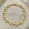 Tobillera Elegante 04.372.0002.10 Oro Laminado, Diseño de Puff Mariner, Pulido, Tono Dorado (Thickness, 10 Inches Length)