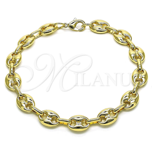 Tobillera Elegante 04.372.0002.10 Oro Laminado, Diseño de Puff Mariner, Pulido, Tono Dorado (Thickness, 10 Inches Length)