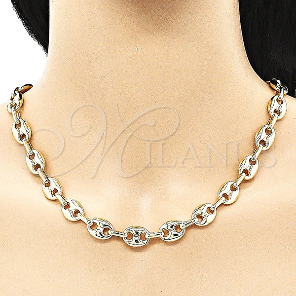 Gargantilla Elegante 04.372.0002.24 Oro Laminado, Diseño de Puff Mariner, Pulido, Tono Dorado (Thickness, 24 Inches Length)