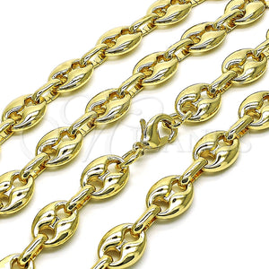 Gargantilla Elegante 04.372.0002.24 Oro Laminado, Diseño de Puff Mariner, Pulido, Tono Dorado (Thickness, 24 Inches Length)