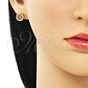 Arete Dormilona 02.344.0125.1 Oro Laminado, con Granate Micro Pave, Pulido, Tono Dorado