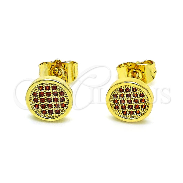 Arete Dormilona 02.344.0125.1 Oro Laminado, con Granate Micro Pave, Pulido, Tono Dorado