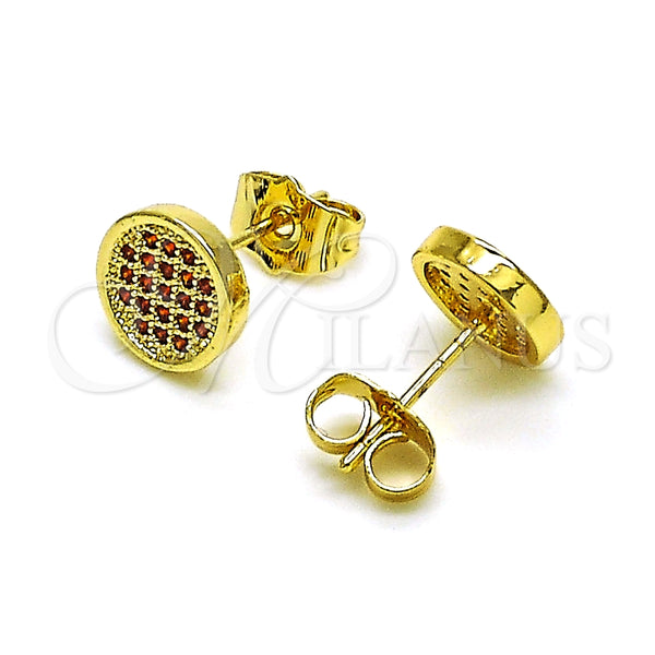 Arete Dormilona 02.344.0125.1 Oro Laminado, con Granate Micro Pave, Pulido, Tono Dorado