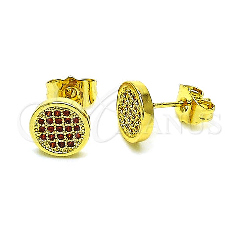 Arete Dormilona 02.344.0125.1 Oro Laminado, con Granate Micro Pave, Pulido, Tono Dorado