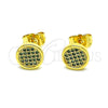 Arete Dormilona 02.344.0125.2 Oro Laminado, con Verde Micro Pave, Pulido, Tono Dorado