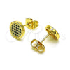Arete Dormilona 02.344.0125.2 Oro Laminado, con Verde Micro Pave, Pulido, Tono Dorado