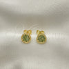 Arete Dormilona 02.344.0125.2 Oro Laminado, con Verde Micro Pave, Pulido, Tono Dorado