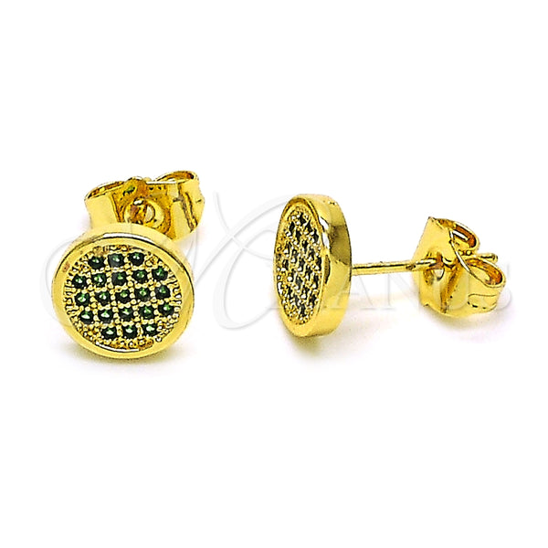Arete Dormilona 02.344.0125.2 Oro Laminado, con Verde Micro Pave, Pulido, Tono Dorado
