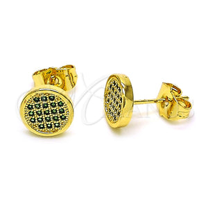 Arete Dormilona 02.344.0125.2 Oro Laminado, con Verde Micro Pave, Pulido, Tono Dorado
