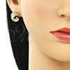Arete Dormilona 02.156.0657 Oro Laminado, con Micro Pave Blanca, Pulido, Tono Dorado