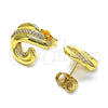 Arete Dormilona 02.156.0657 Oro Laminado, con Micro Pave Blanca, Pulido, Tono Dorado